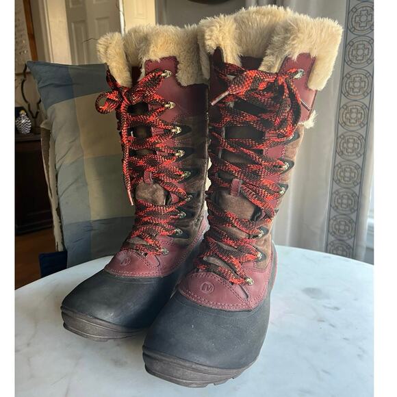 Merrell Winterbelle Peak Waterproof Tall Performance Snow Boots in Mahogany